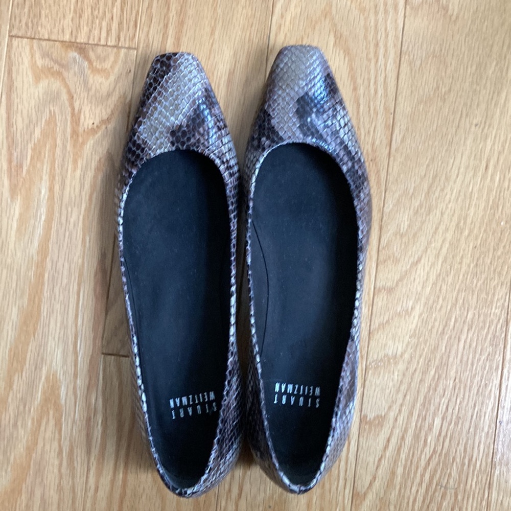 Stuart Weitzman Snake Skin Pattern Flat, Size 6 - image 1